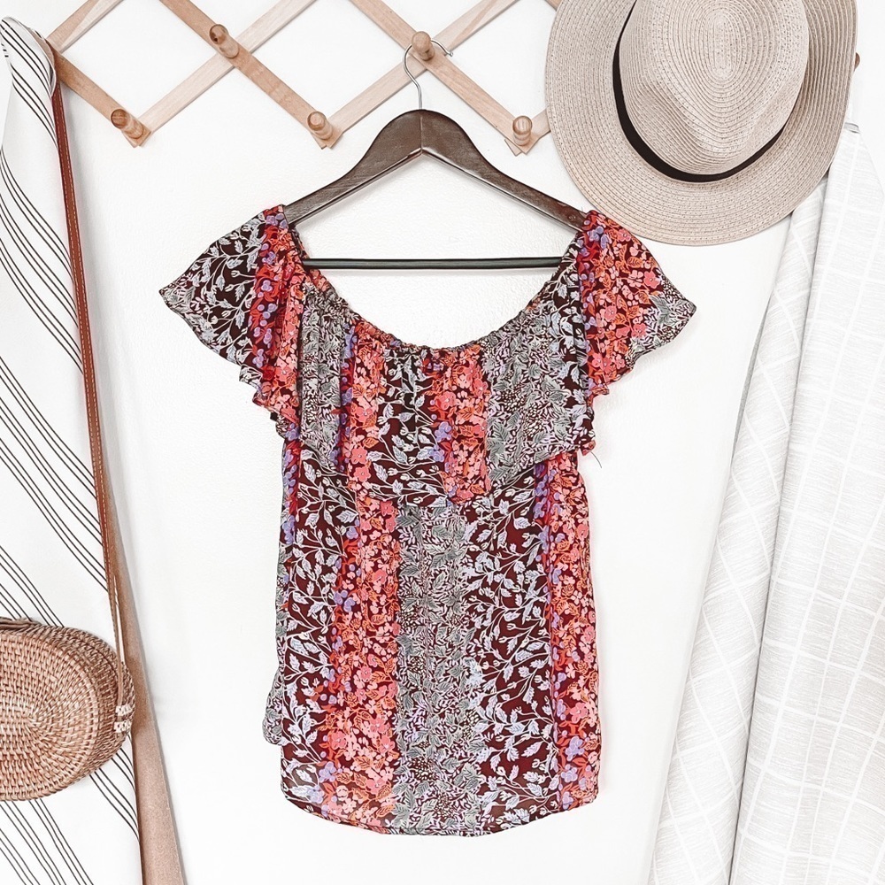 Anthropologie Maeve Villita Floral Off The Shoulder Blouse